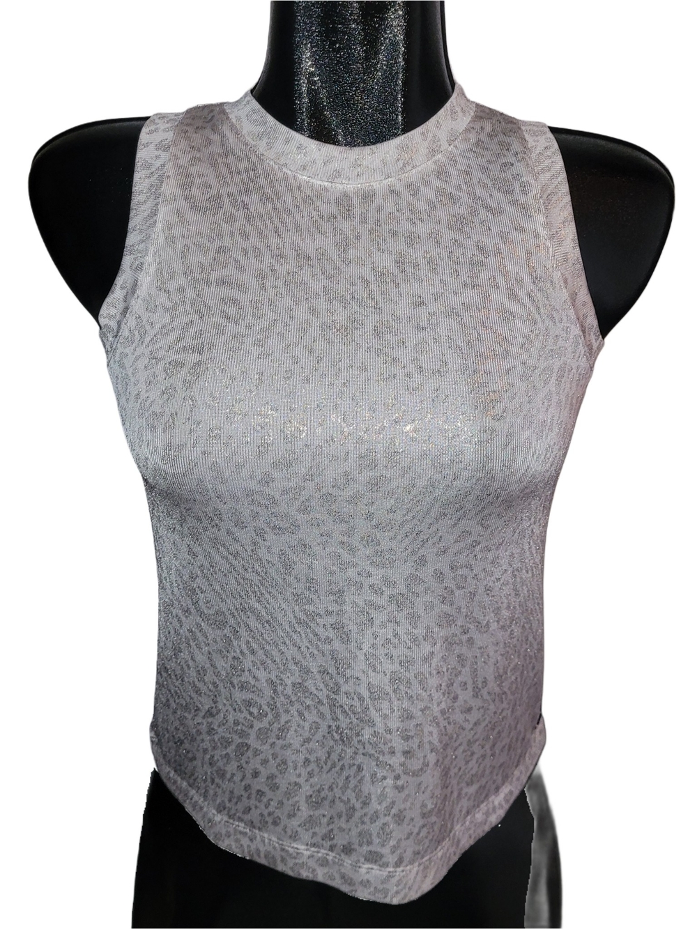 Monk & Lou Women’s White Metallic Animal-Print Sleeveless Tank Top Size XXS